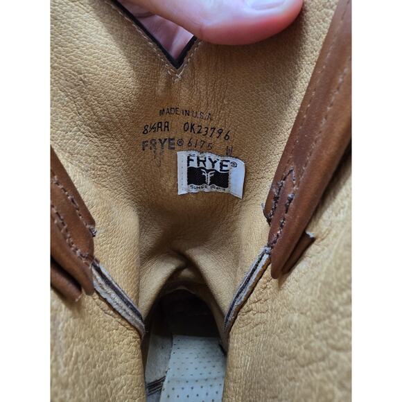Vintage Sz 8.5 AA - FRYE Cowboy Pull ON Brown 6175 Leather Boots Made in USA - Picture 12 of 15
